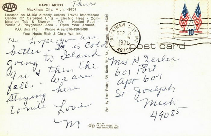 Capri Motel - Old Postcard Photo (newer photo)